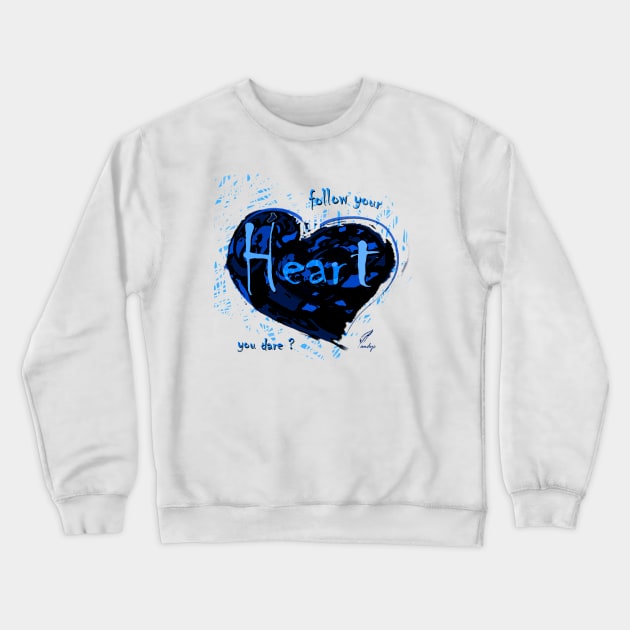 HEART FOLLOW B/W Crewneck Sweatshirt by ACUANDYC